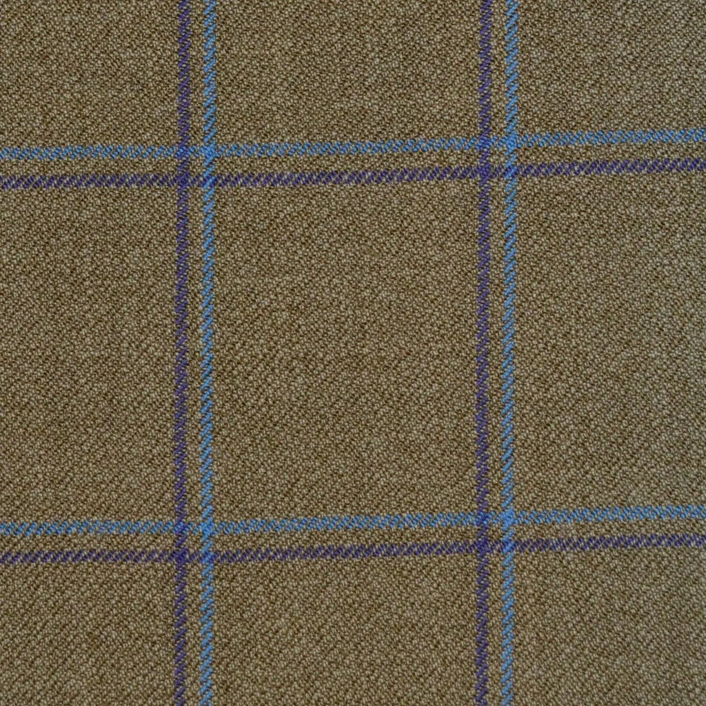 Sand with Purple & Blue Check Merino Jacketing/Suiting