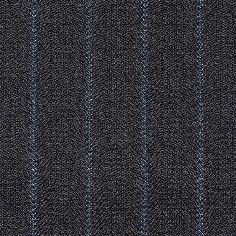 Navy Blue Herringbone with Blue Stripe Super 100's Suiting