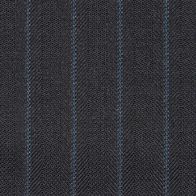 Navy Blue Herringbone with Blue Stripe Super 100's Suiting