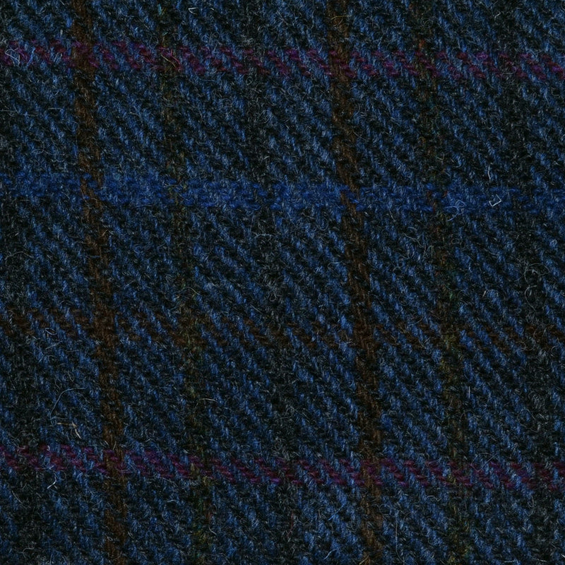 Medium Blue and Grey with Purple, Brown and Blue Check Harris Tweed