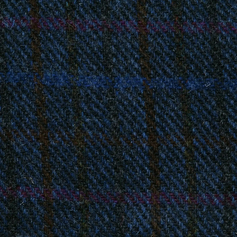 Medium Blue and Grey with Purple, Brown and Blue Check Harris Tweed