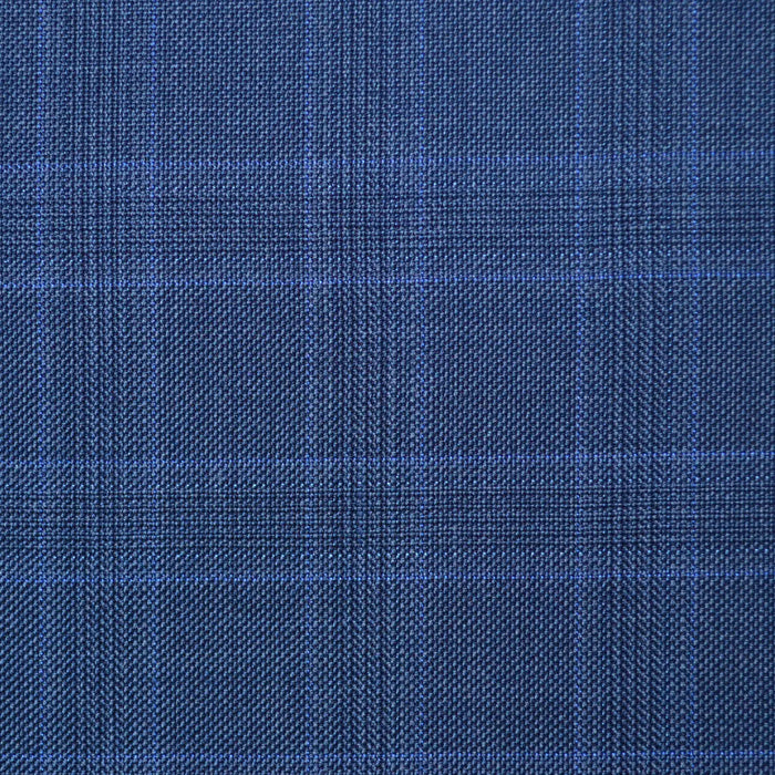 Medium Blue Plaid Check Super 110's Italian Wool Suiting