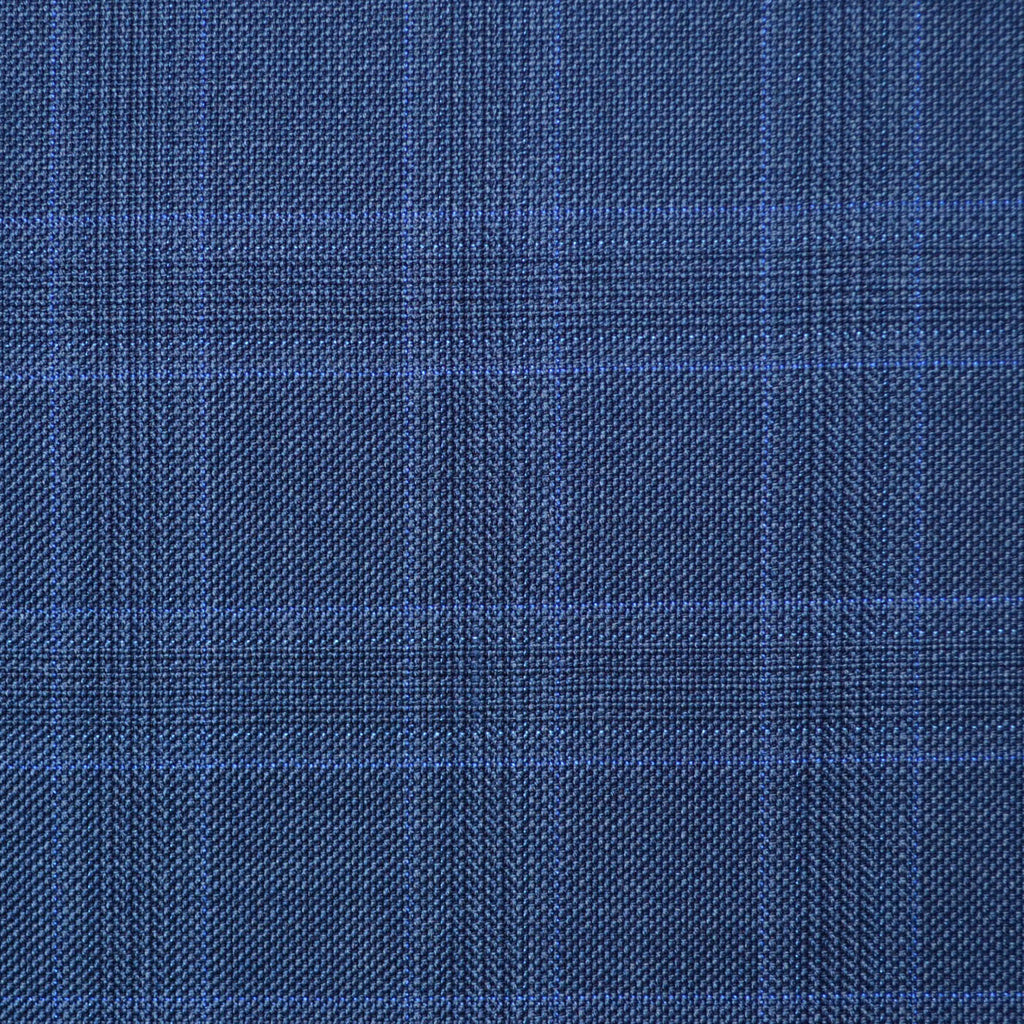 Medium Blue Plaid Check Super 110's Italian Wool Suiting
