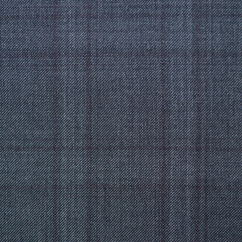 Medium Grey with Plum Plaid Check Super 110's Italian Wool Suiting