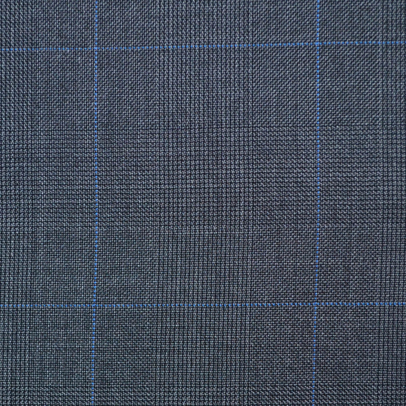 Medium Grey with Blue Glen Check Super 110's Italian Wool Suiting