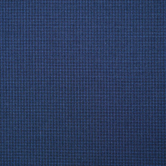 Bright Blue and Navy Blue Fine Dogtooth Check Super 110's Italian Wool Suiting
