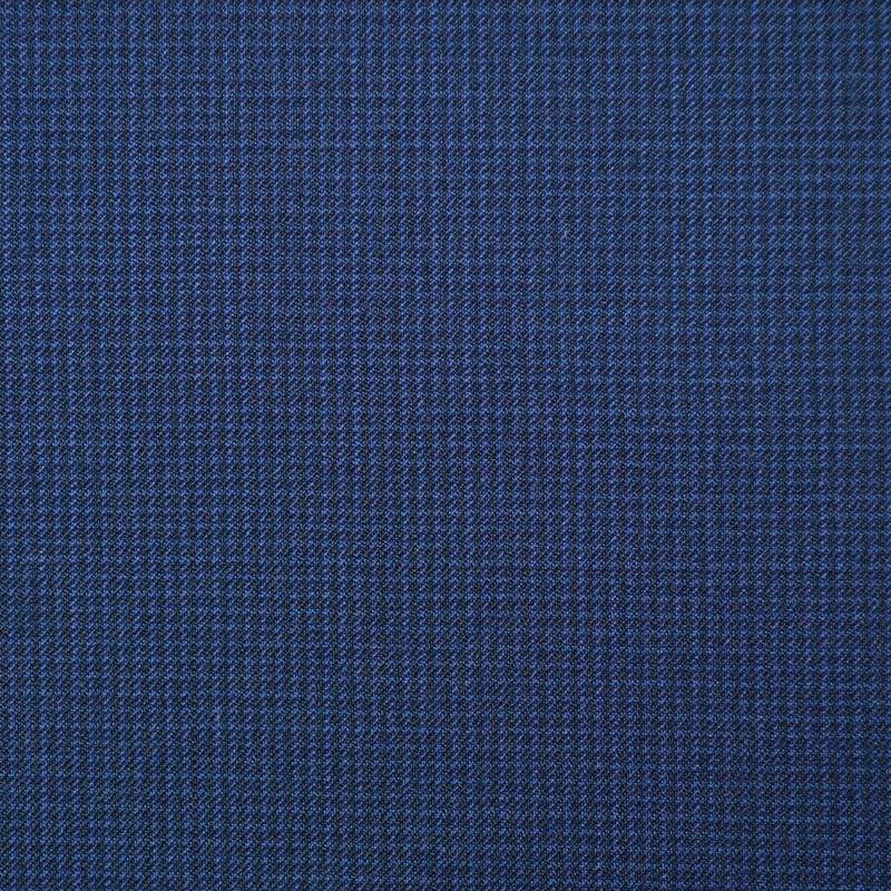 Bright Blue and Navy Blue Fine Dogtooth Check Super 110's Italian Wool Suiting
