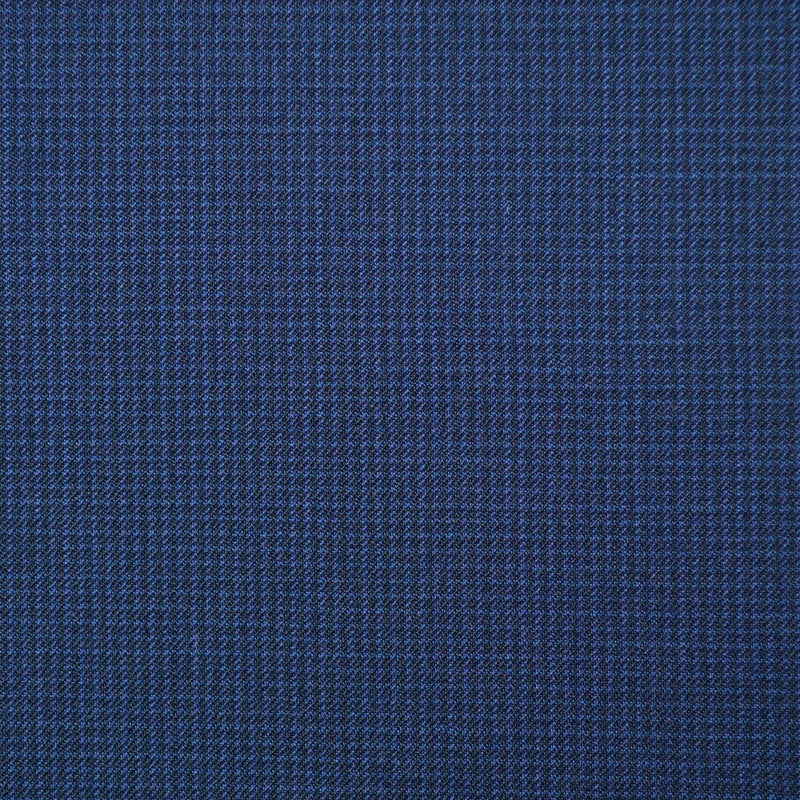 Bright Blue and Navy Blue Fine Dogtooth Check Super 110's Italian Wool Suiting