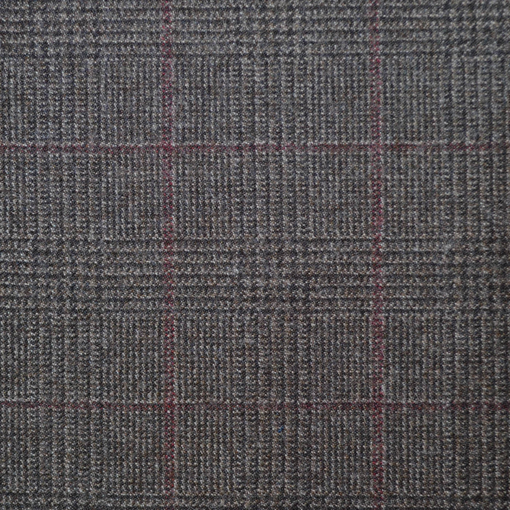 Medium Brown with Red Glen Check Super 110's Italian Wool Suiting