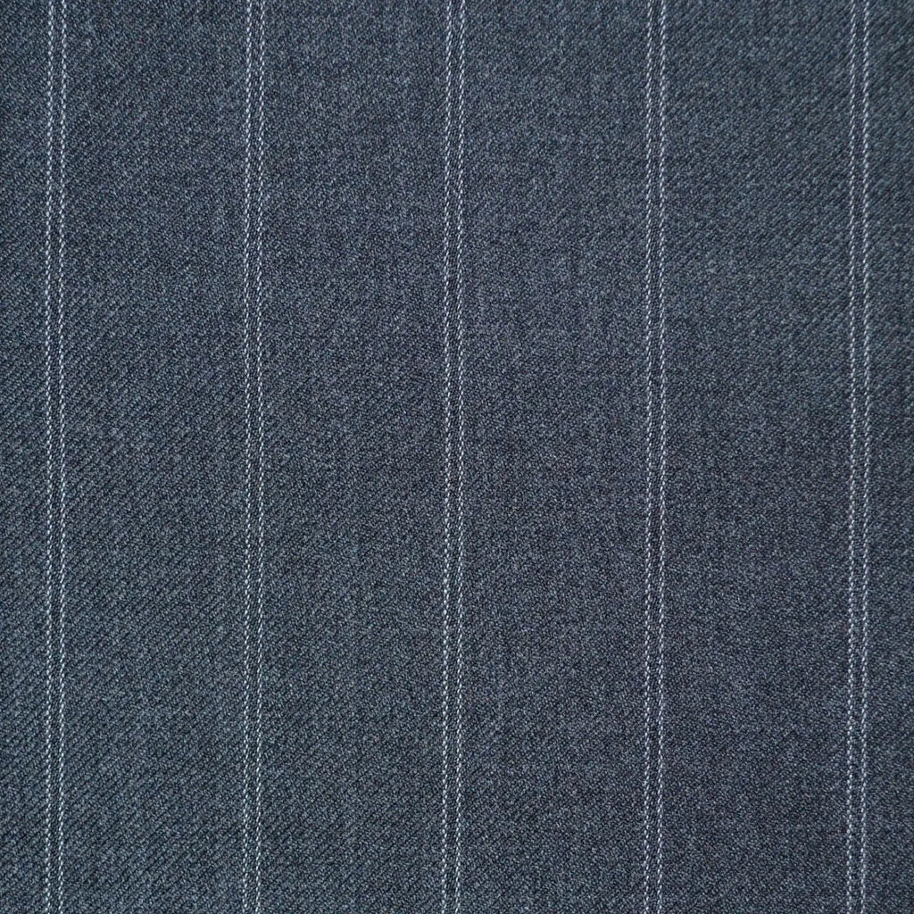 Medium Grey 3/4" Double Stripe Super 110's Italian Wool Suiting