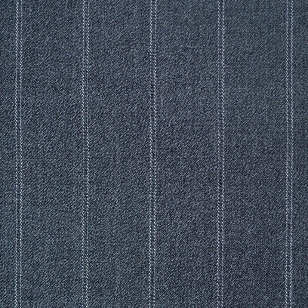 Medium Grey 3/4" Double Stripe Super 110's Italian Wool Suiting