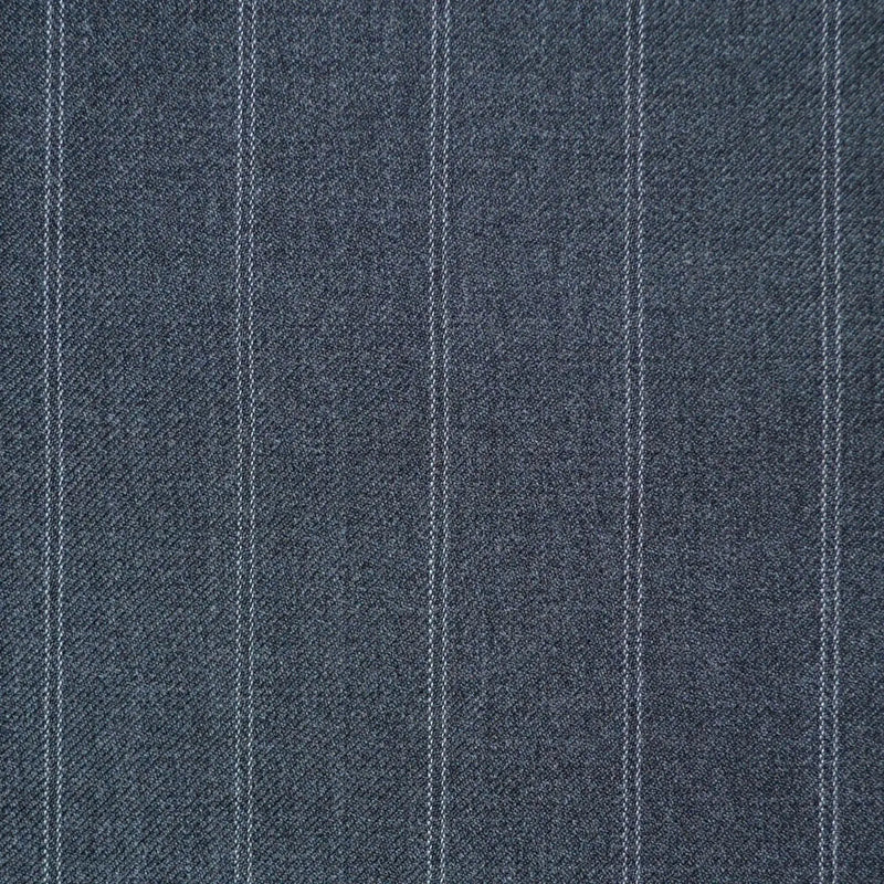 Medium Grey 3/4" Double Stripe Super 110's Italian Wool Suiting