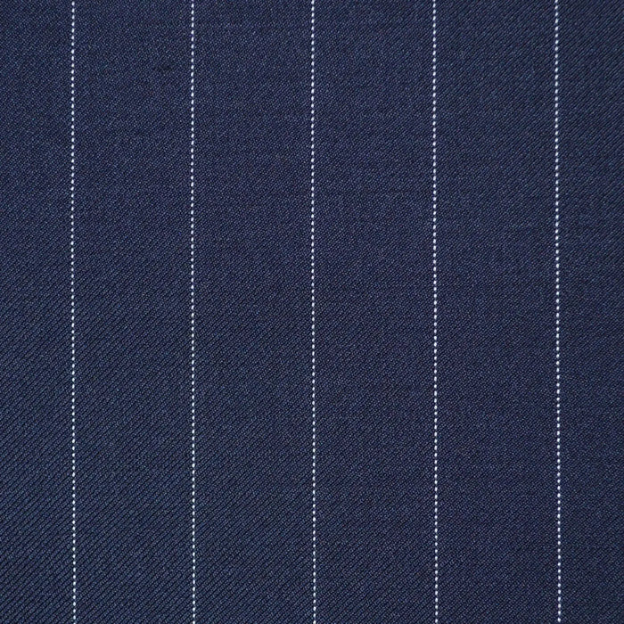 Bright Navy Blue 3/4" Pinstripe Super 110's Italian Wool Suiting