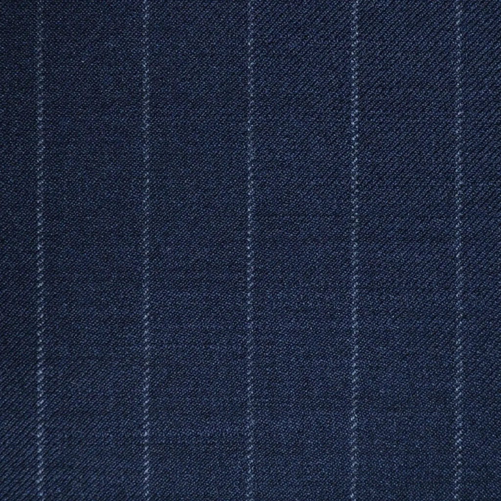 Navy Blue Chalkstripe Super 120's All Wool Suiting