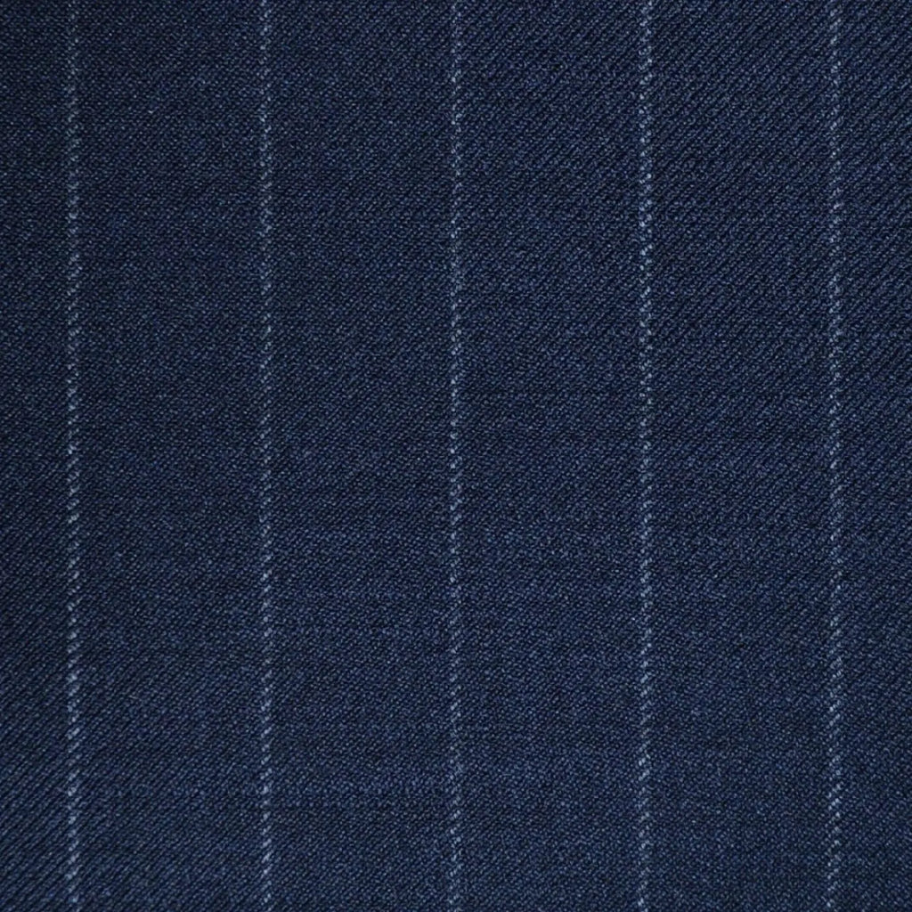 Navy Blue Chalkstripe Super 120's All Wool Suiting