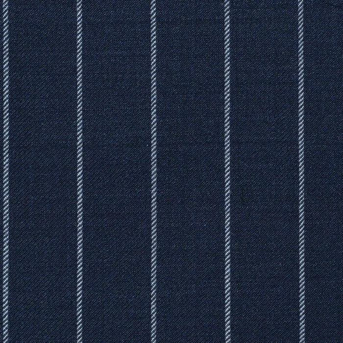 Navy Blue Rope Stripe Super 120's All Wool Suiting
