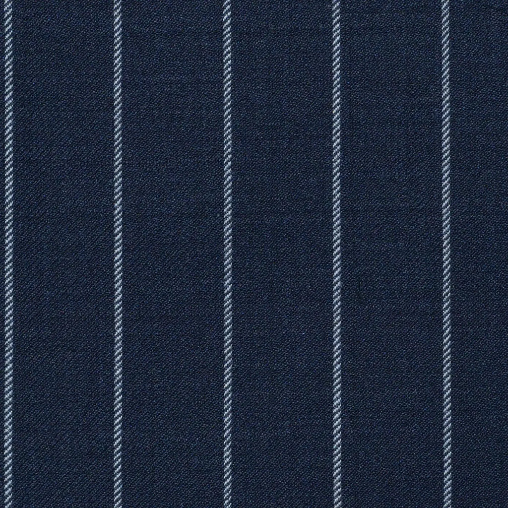 Navy Blue Rope Stripe Super 120's All Wool Suiting