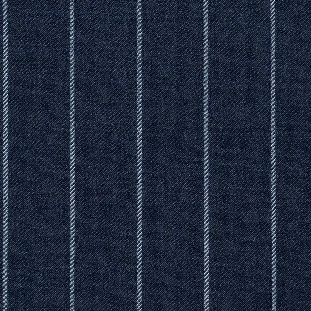 Navy Blue Rope Stripe Super 120's All Wool Suiting