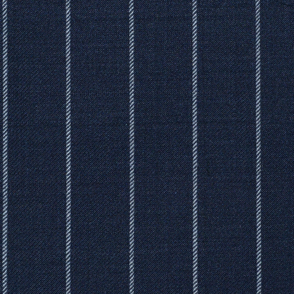 Navy Blue Rope Stripe Super 120's All Wool Suiting