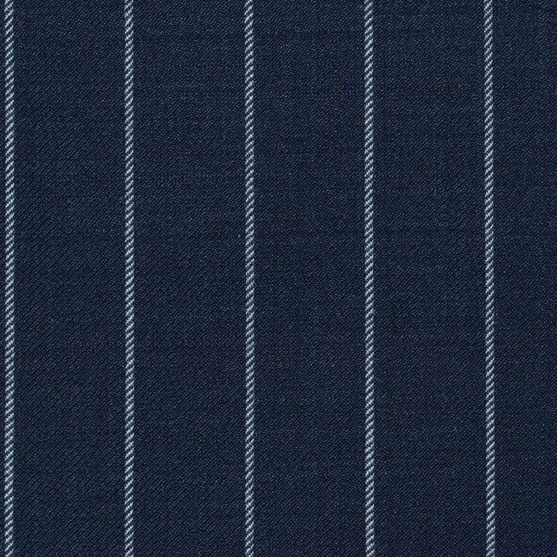 Navy Blue Rope Stripe Super 120's All Wool Suiting