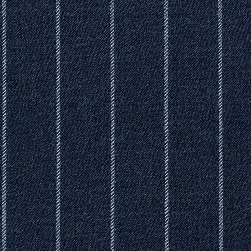 Navy Blue Rope Stripe Super 120's All Wool Suiting