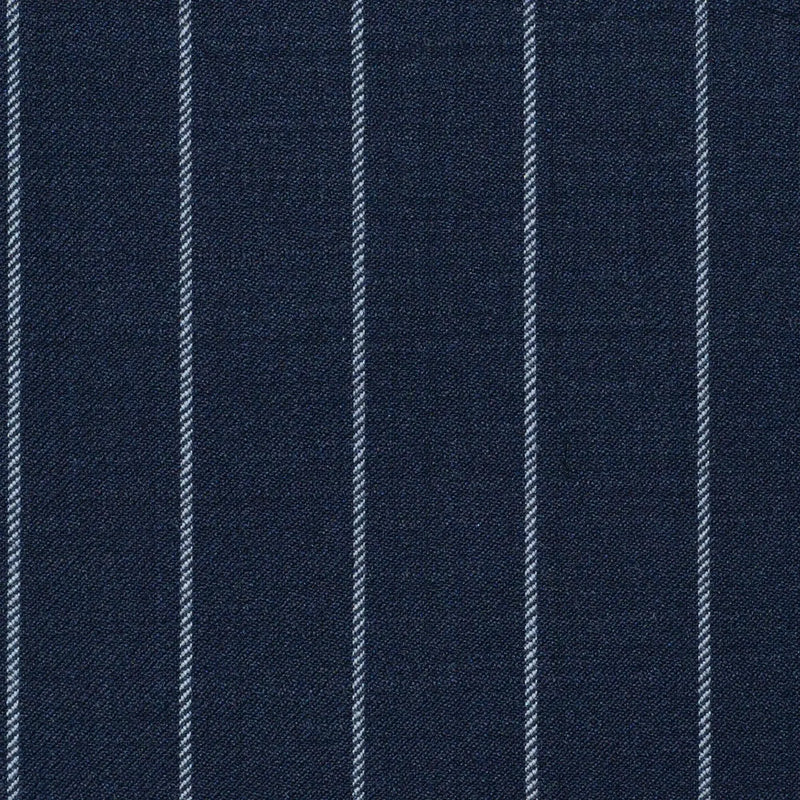 Navy Blue Rope Stripe Super 120's All Wool Suiting