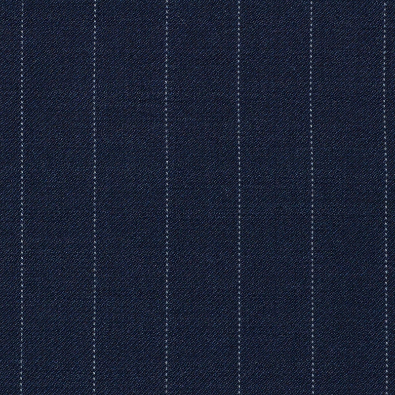 Navy Blue Pinstripe Super 120's All Wool Suiting