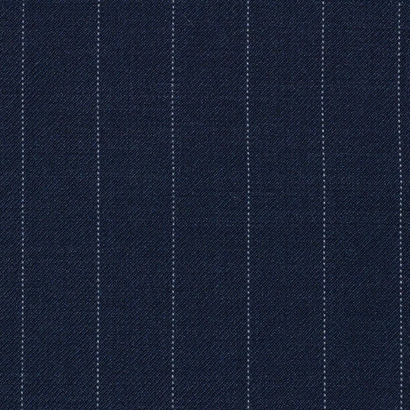 Navy Blue Pinstripe Super 120's All Wool Suiting