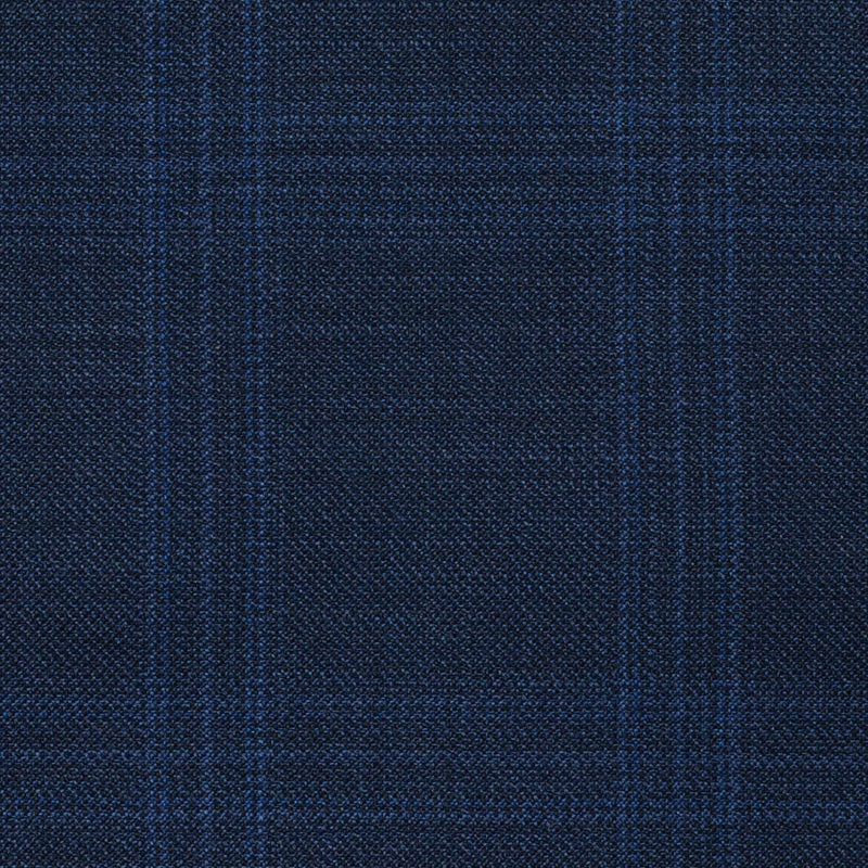 Blue Triple Check Super 120's All Wool Suiting