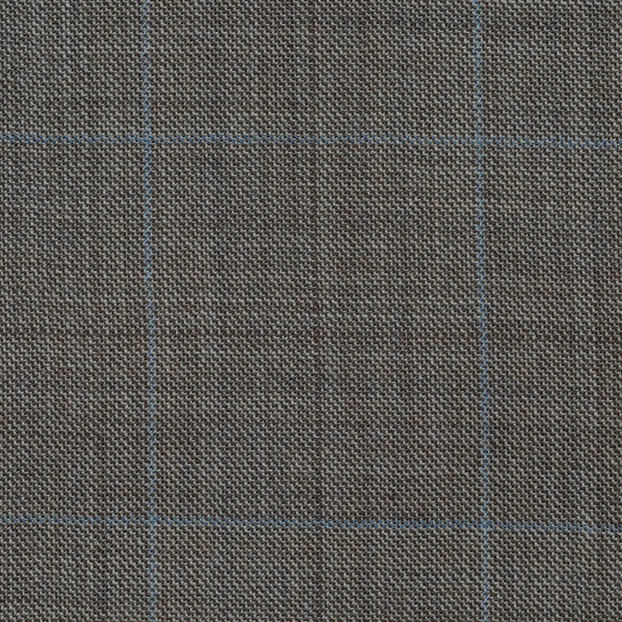 Sand with Blue & Brown Multi Check Super 120's All Wool Suiting