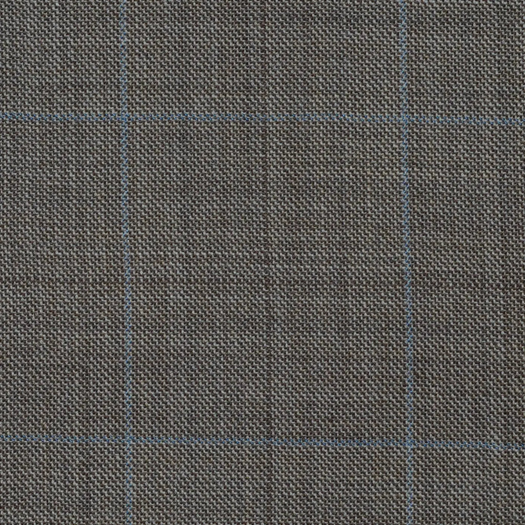 Sand with Blue & Brown Multi Check Super 120's All Wool Suiting