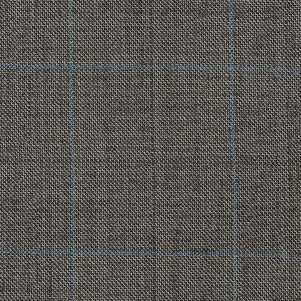 Sand with Blue & Brown Multi Check Super 120's All Wool Suiting