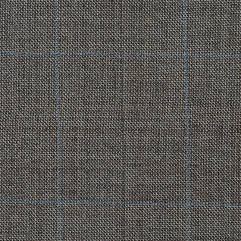 Sand with Blue & Brown Multi Check Super 120's All Wool Suiting