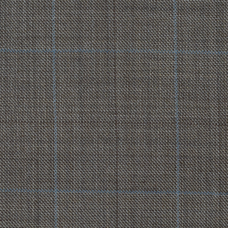 Sand with Blue & Brown Multi Check Super 120's All Wool Suiting