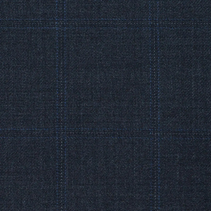 Charcoal Grey Windowpane Check Super 120's All Wool Suiting