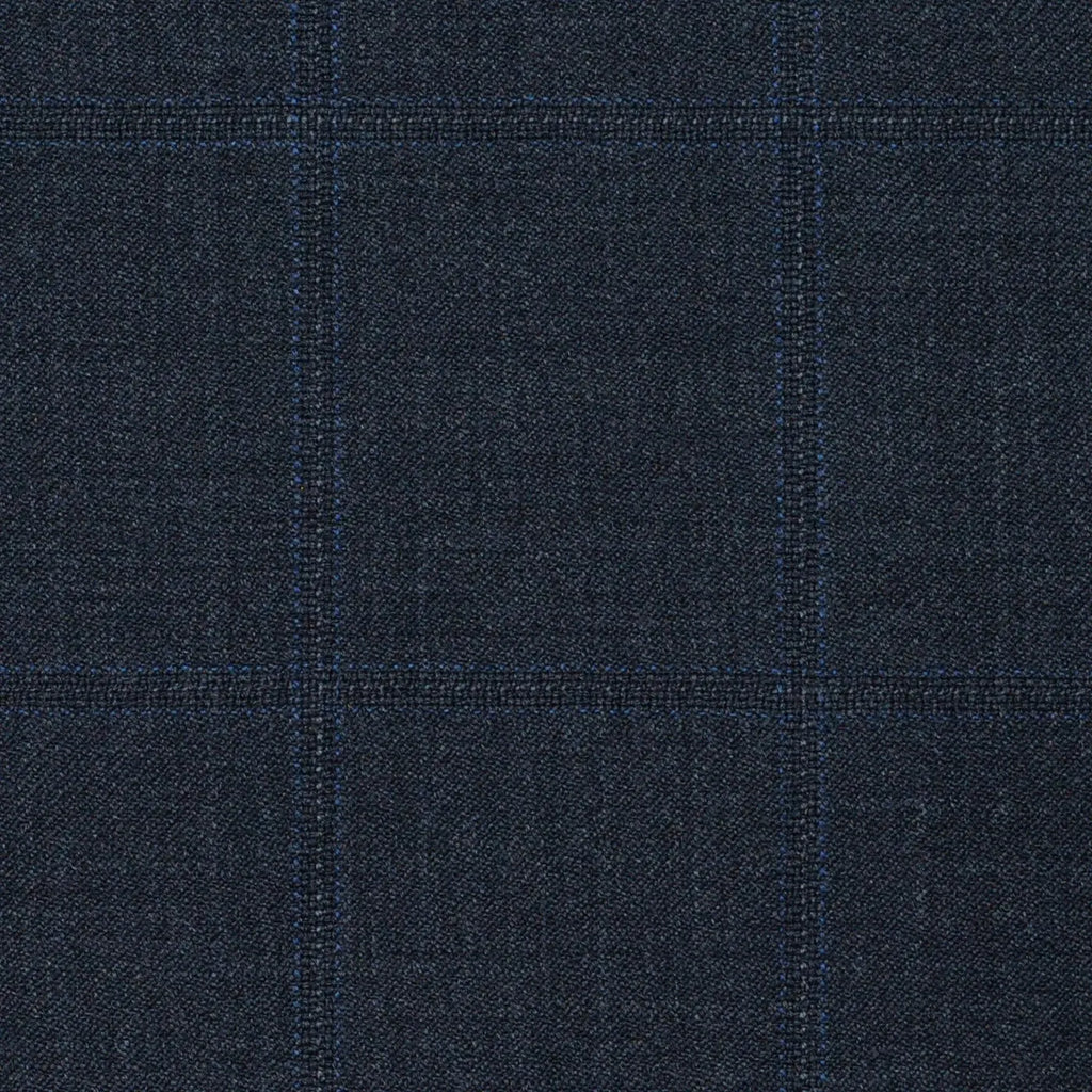 Charcoal Grey Windowpane Check Super 120's All Wool Suiting
