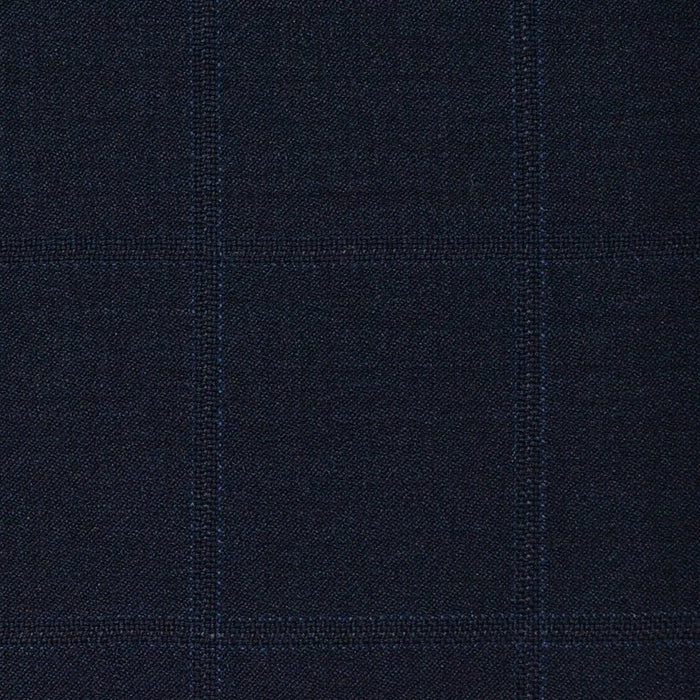 Bright Navy Windowpane Check Super 120's All Wool Suiting