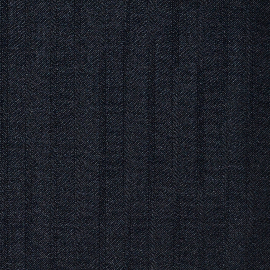 Dark Navy Herringbone Shadow Stripe Super 120's All Wool Suiting