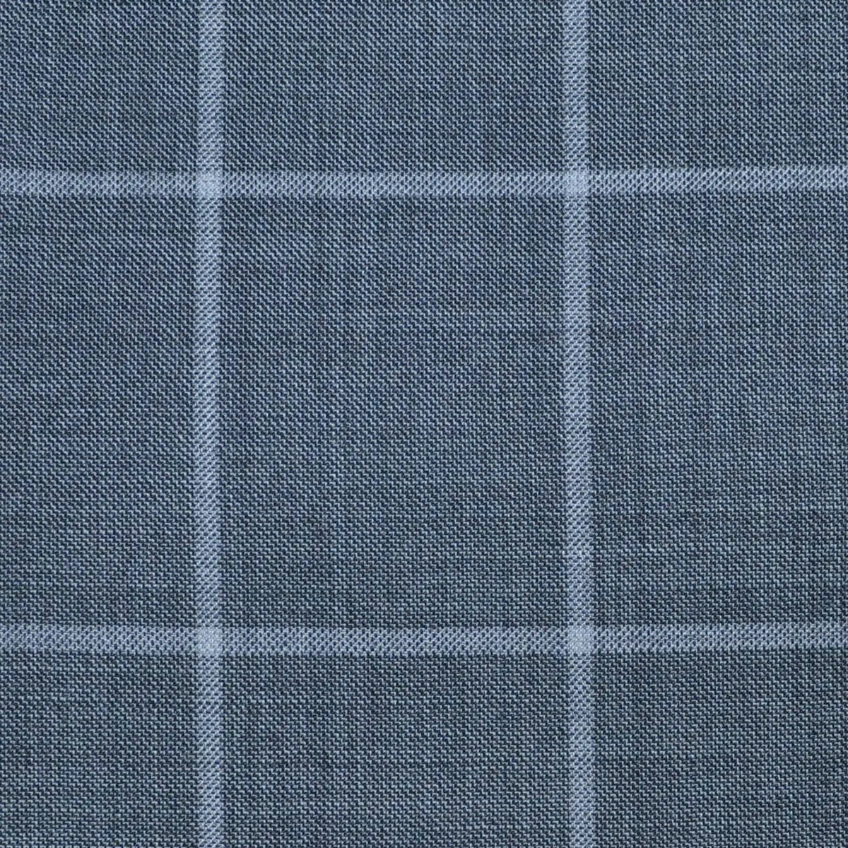 Light Grey Sharkskin with Muted White Window Pane Check Super 120's All Wool Suiting