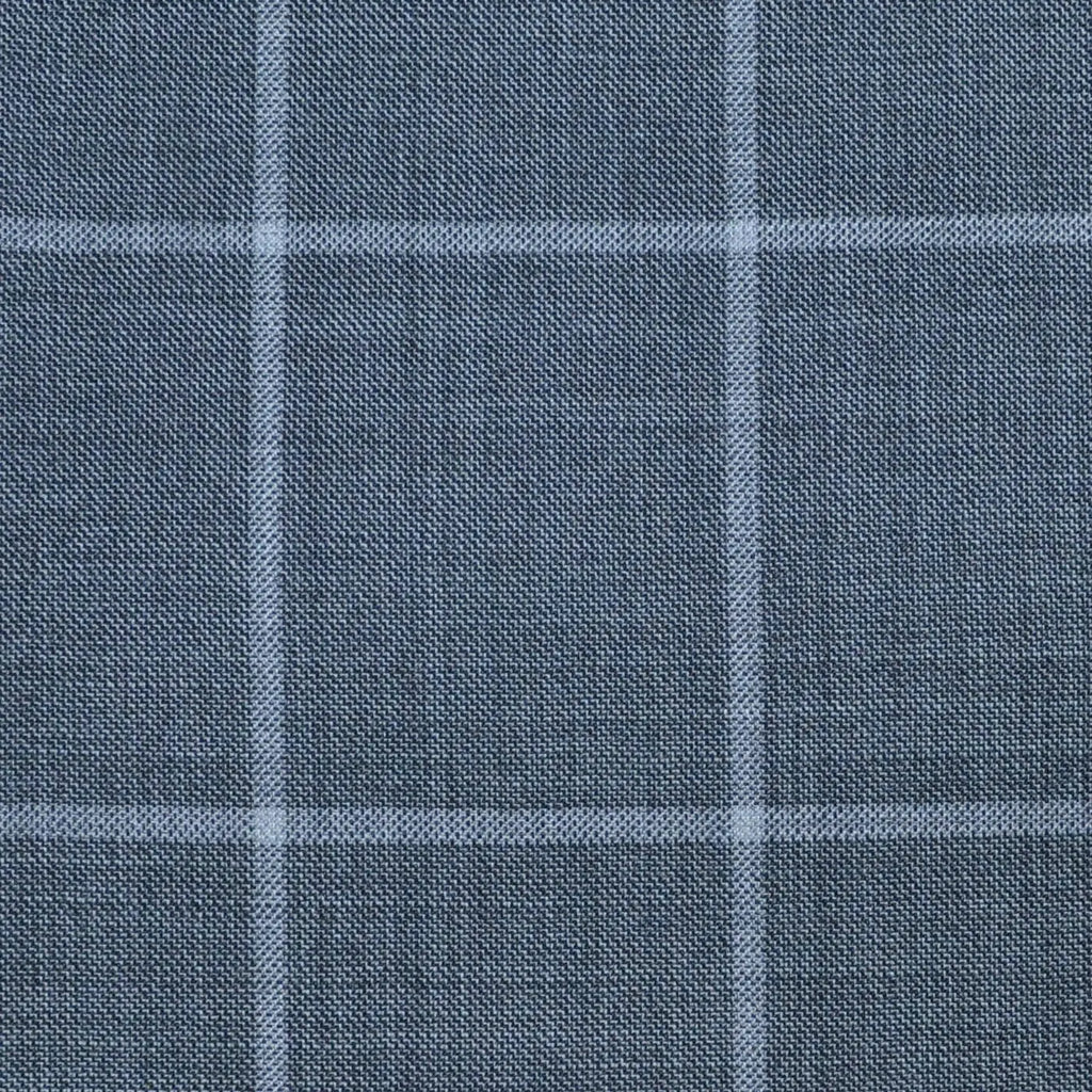 Light Grey Sharkskin with Muted White Window Pane Check Super 120's All Wool Suiting