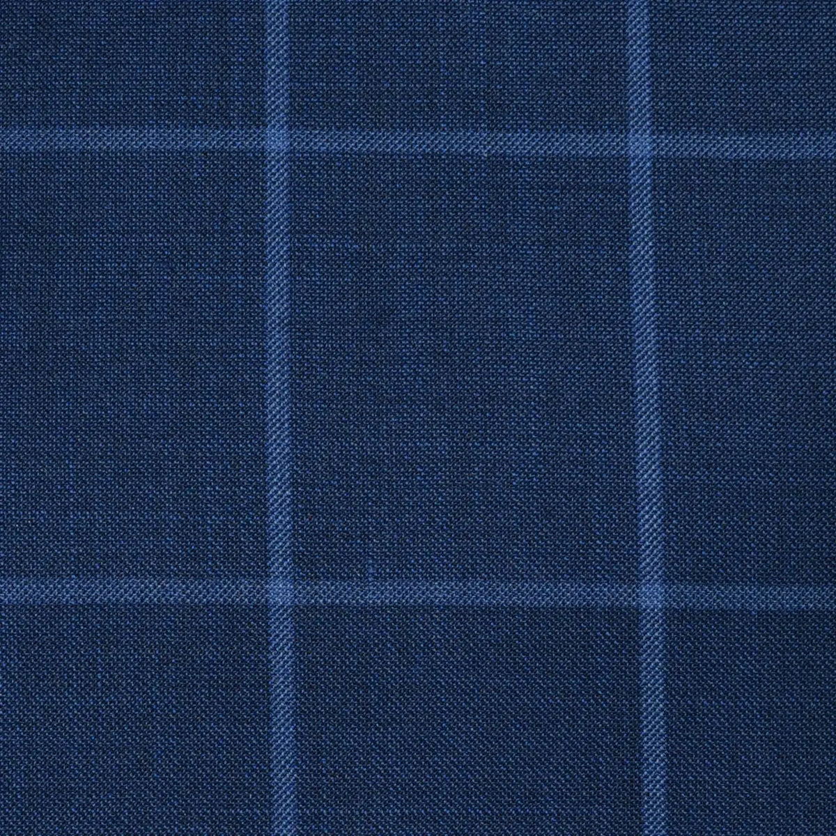 Light Navy Blue Sharkskin with Muted White Window Pane Check Super 120's All Wool Suiting