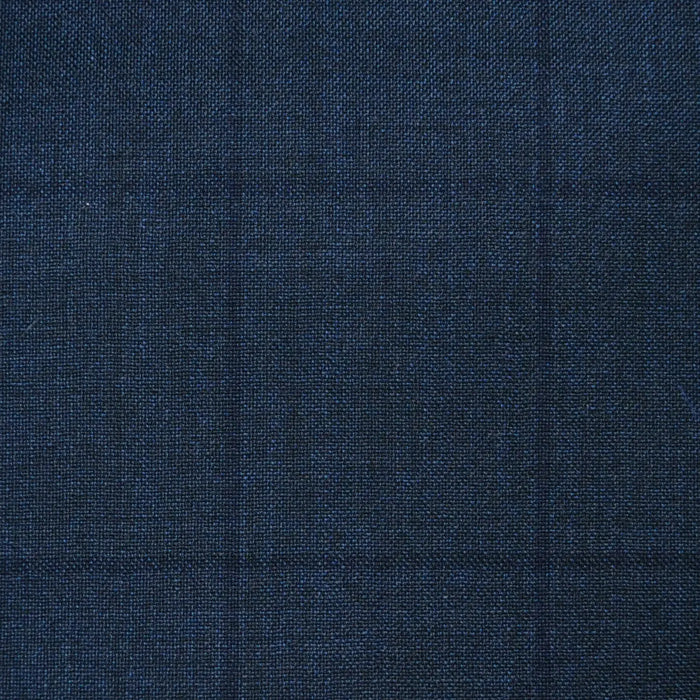 Navy Blue/Grey Sharkskin with Muted Dark Navy Blue Window Pane Check Super 120's All Wool Suiting