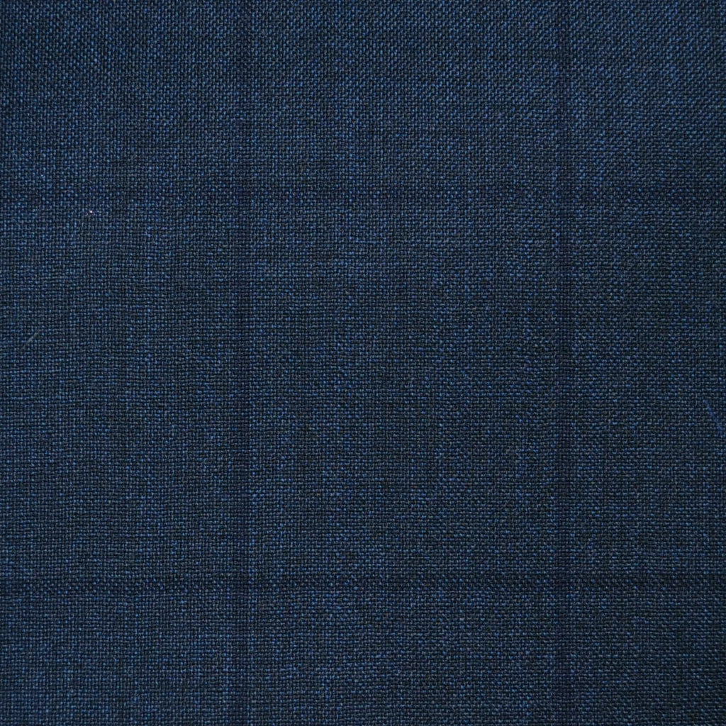 Navy Blue/Grey Sharkskin with Muted Dark Navy Blue Window Pane Check Super 120's All Wool Suiting
