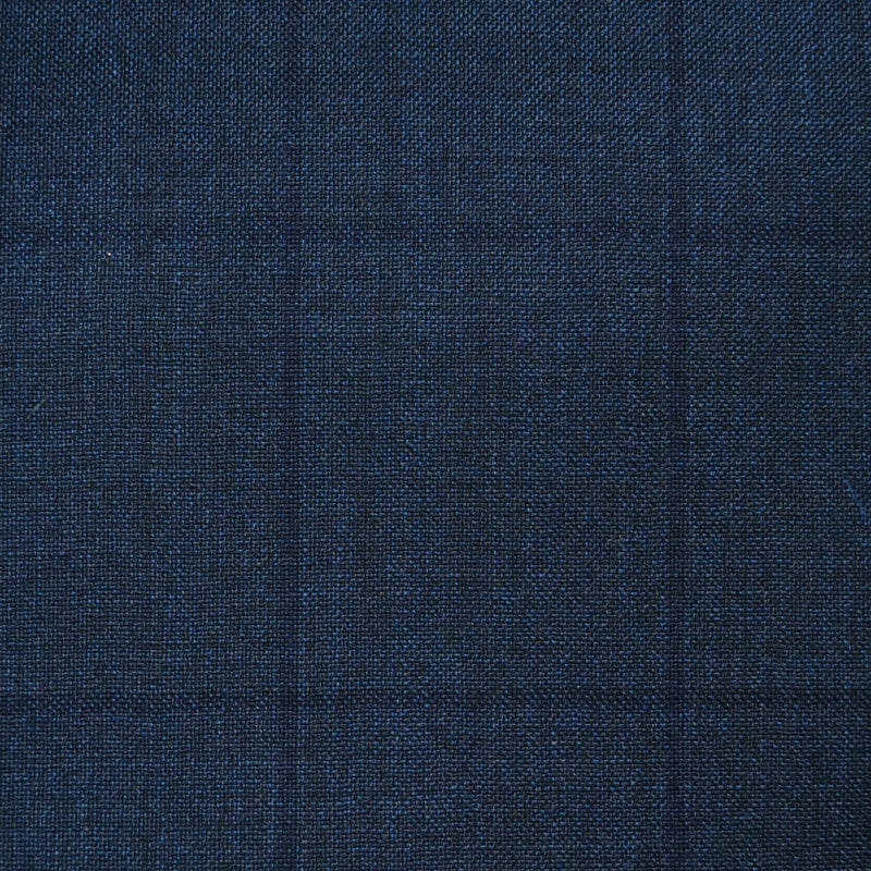 Navy Blue/Grey Sharkskin with Muted Dark Navy Blue Window Pane Check Super 120's All Wool Suiting