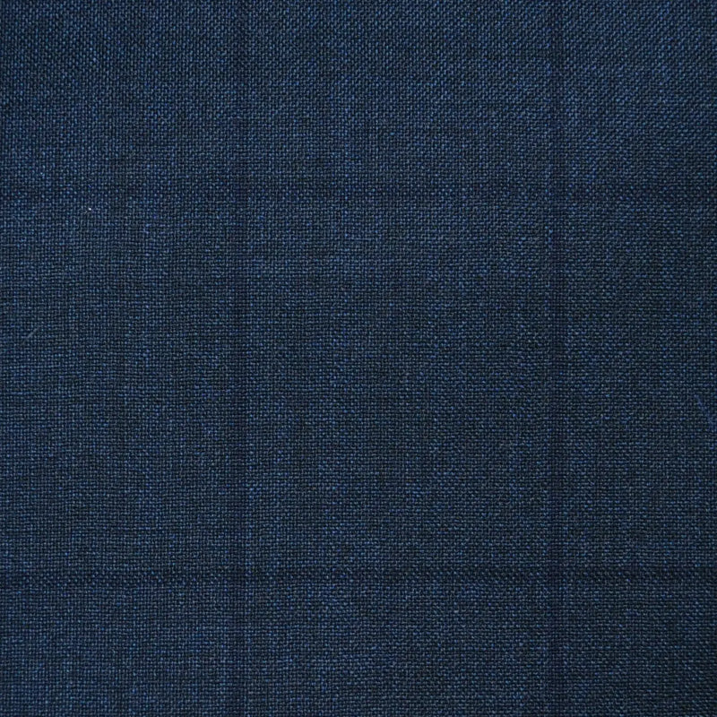 Navy Blue/Grey Sharkskin with Muted Dark Navy Blue Window Pane Check Super 120's All Wool Suiting