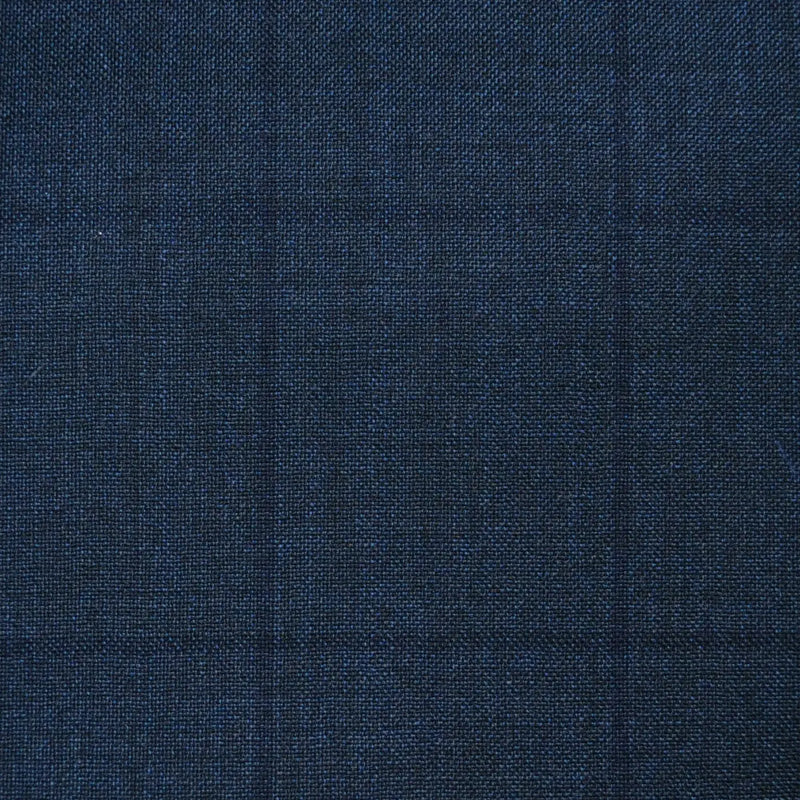 Navy Blue/Grey Sharkskin with Muted Dark Navy Blue Window Pane Check Super 120's All Wool Suiting