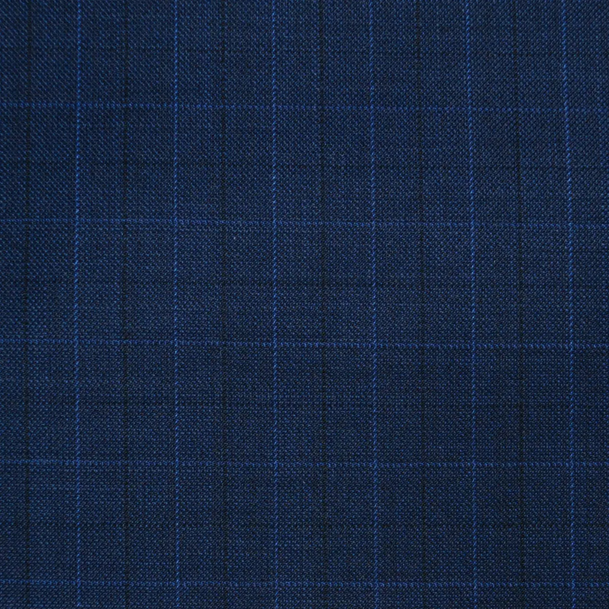 Navy Blue Sharkskin with Navy Blue & Light Blue Multi Check Super 120's All Wool Suiting