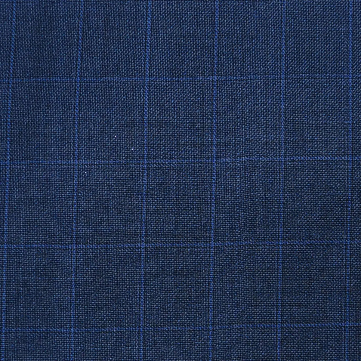 Medium Blue/Grey Sharkskin with Dark Grey & Navy Blue Window Pane Check Super 120's All Wool Suiting