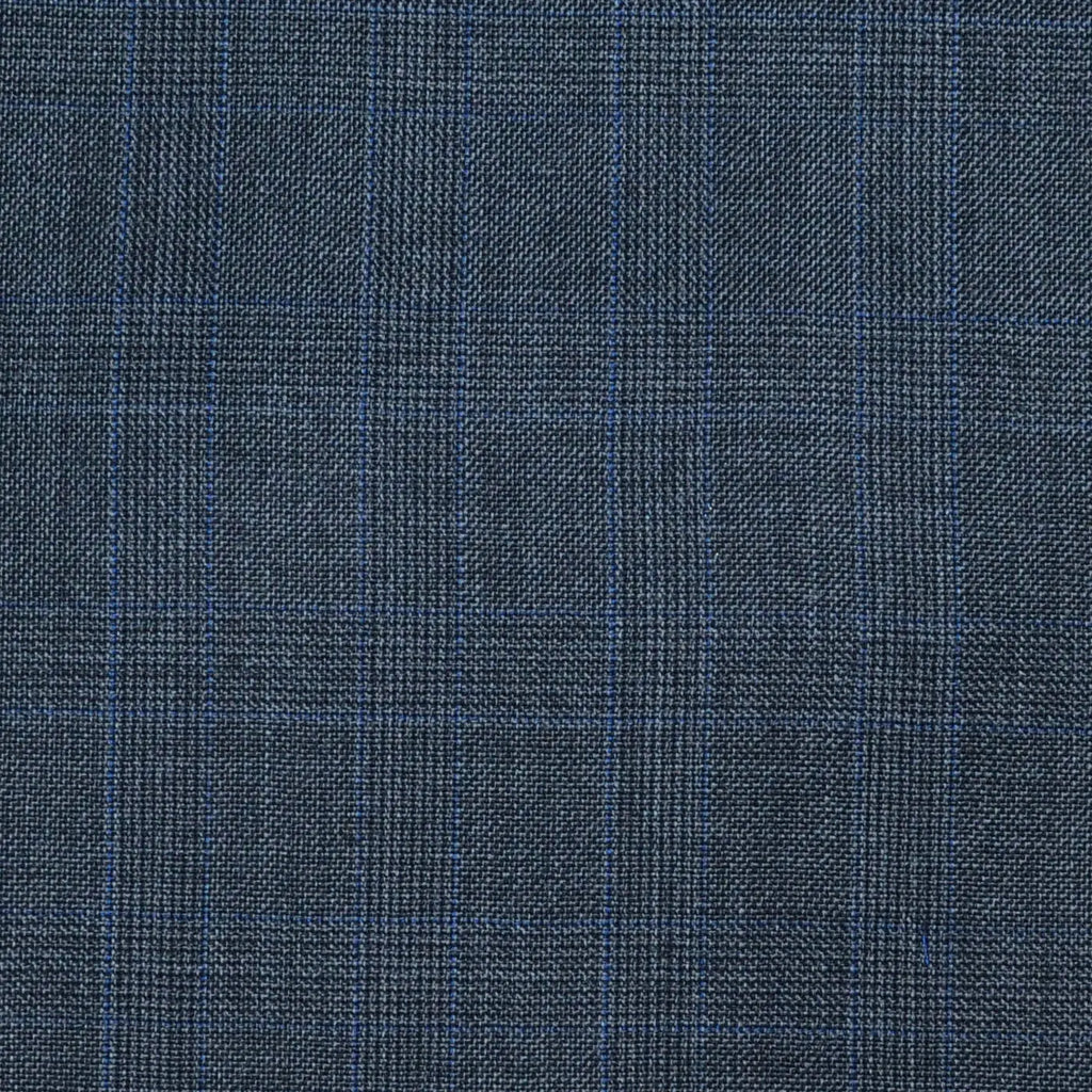 Medium Grey Glen Check Super 120's All Wool Suiting