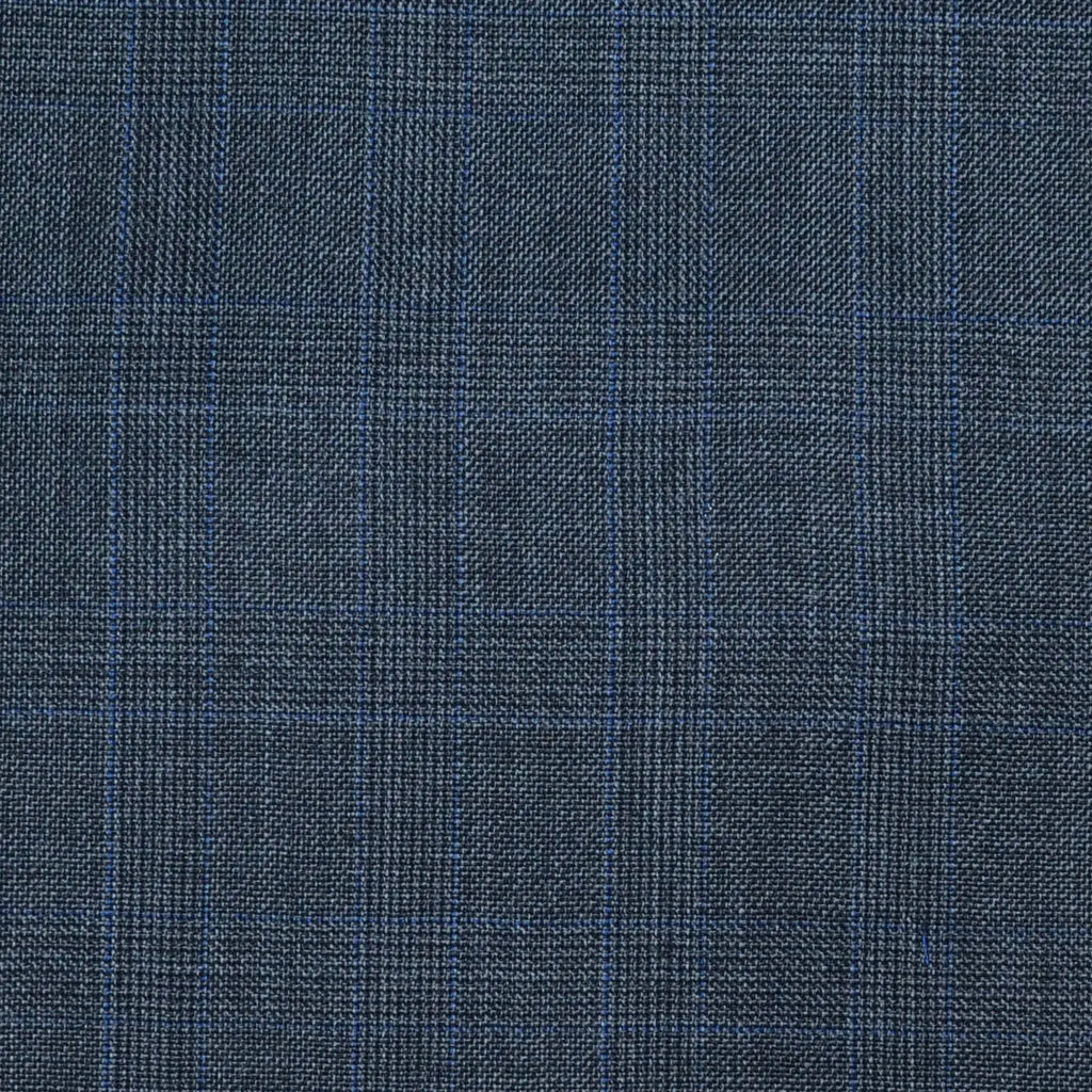 Medium Grey Glen Check Super 120's All Wool Suiting